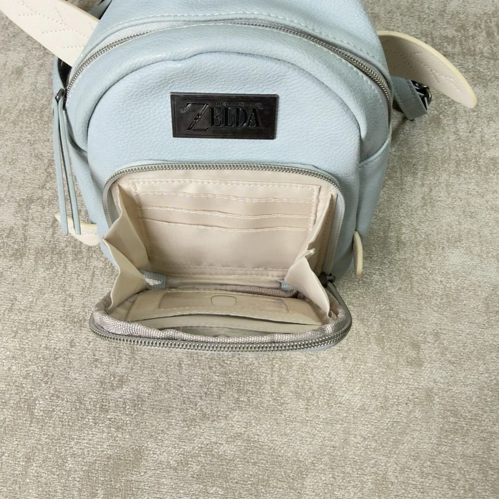 The Legend of Zelda Navi Mini Backpack Light Blue Zippered Inner Map Print